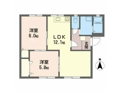 フレグランス関谷 A棟(2LDK/1階)の間取り写真