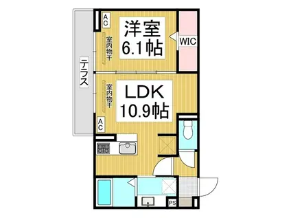 トリシア東口(1LDK/1階)の間取り写真