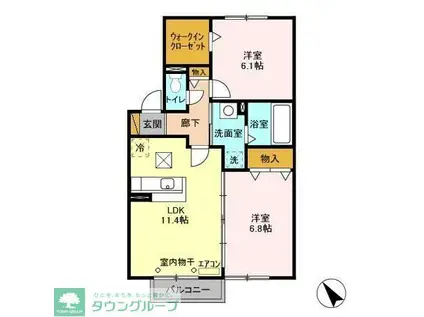 バニュルスI・II・III(2LDK/1階)の間取り写真