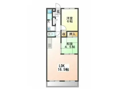 フォブール高松南D棟(2LDK/2階)の間取り写真