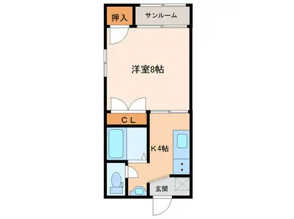 リーブル伏見台(1K/1階)の間取り写真