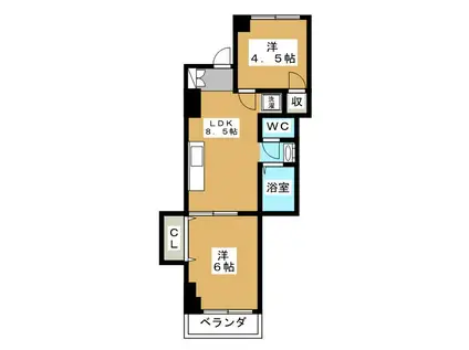 オークタウンハイツ(2LDK/2階)の間取り写真