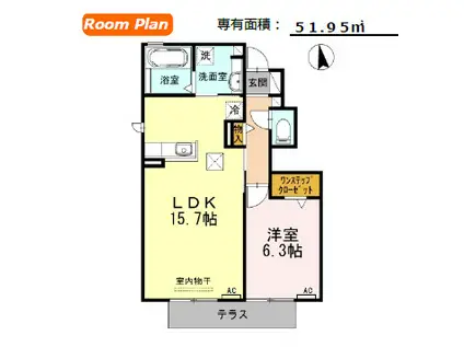 ハイム杉山 A棟(1LDK/1階)の間取り写真