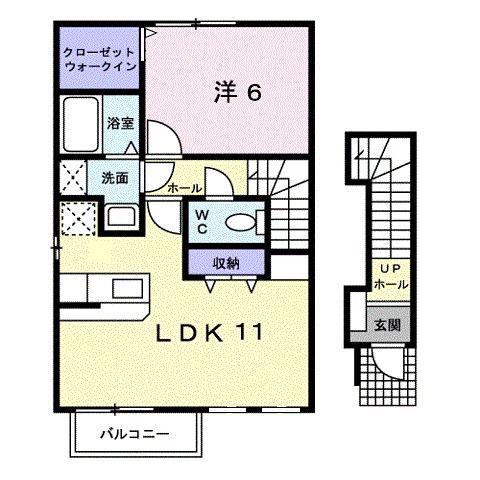 クラールエーリ(1LDK/2階)の間取り写真