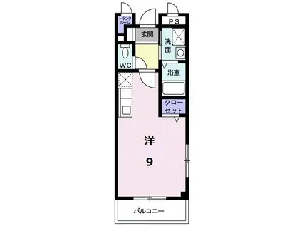 田口ハイツII(ワンルーム/2階)の間取り写真
