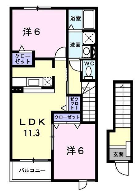 セレーノ・ヴィータB(2LDK/2階)の間取り写真