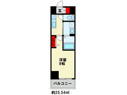 MDI PROSPERARE 北九州市立大学前(1K/2階)の間取り写真