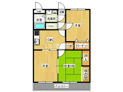 ファミーユ寿(3DK/1階)の間取り写真