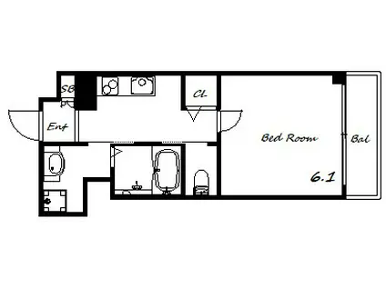 MANO MANSION(1K/3階)の間取り写真