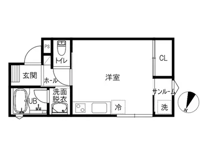 スウィートチェリー(ワンルーム/1階)の間取り写真