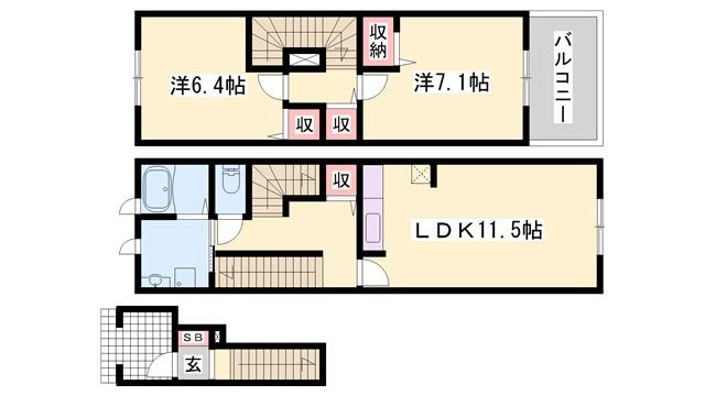 アルメールM(2LDK/2階)の間取り写真