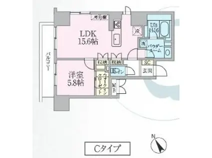 ラ メゾン ドゥ レザン(1LDK/6階)の間取り写真
