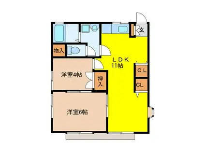 メゾンヤマダ(2LDK/1階)の間取り写真