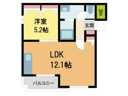 シャーメゾン宝塚(1LDK/2階)の間取り写真