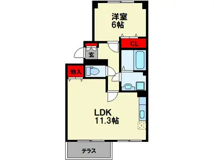 ハーモニーパーク(1LDK/1階)の間取り写真