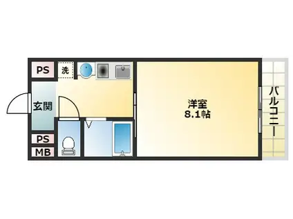 ビクトワール喜連(1K/8階)の間取り写真