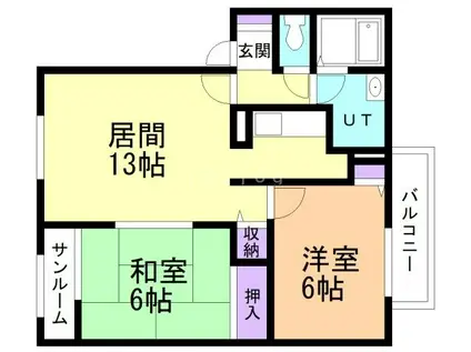 ホームタウン芦谷A棟(2LDK/1階)の間取り写真