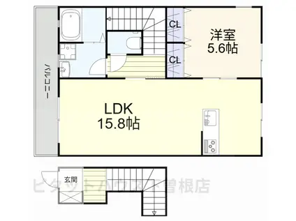 ルネス若園(1LDK/2階)の間取り写真