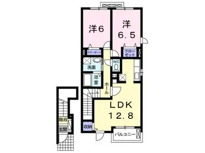 リアン・パルティールC(2LDK/2階)の間取り写真