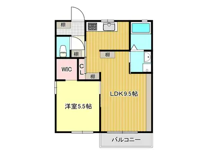 ファミール久木田(1LDK/2階)の間取り写真