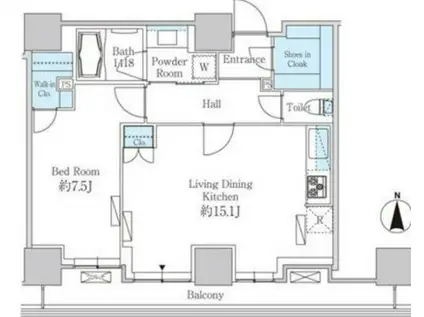 ベルファース芝浦タワー(1LDK/26階)の間取り写真