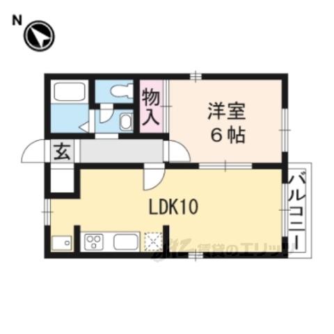 プロパティカオル2 A棟(1LDK/1階)の間取り写真