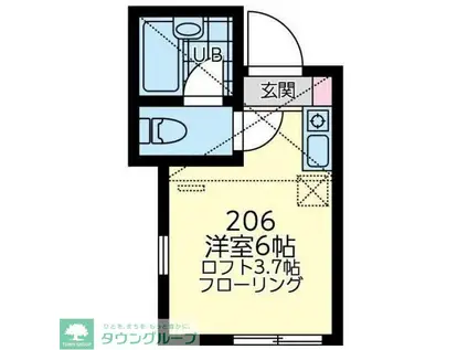 ユナイトルミエール妙蓮寺(ワンルーム/2階)の間取り写真