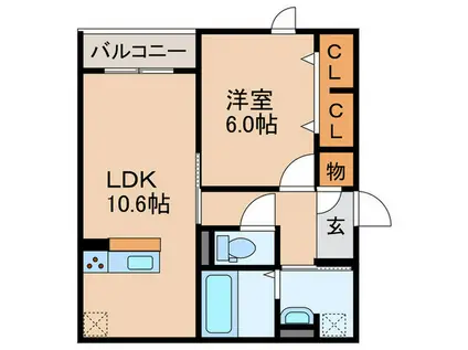 DROOM南塚口(1LDK/1階)の間取り写真