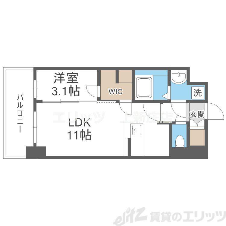 リヴェント福島野田(1LDK/4階)の間取り写真
