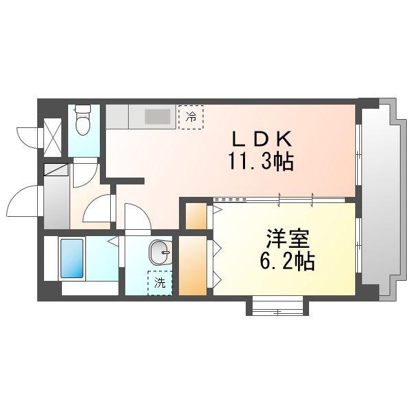 クラシオンS(1LDK/3階)の間取り写真