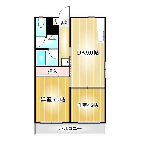 関谷ハイツ(2DK/2階)の間取り写真