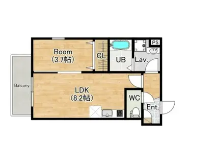 ジーメゾン岸和田ノース(1LDK/3階)の間取り写真