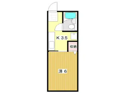 シティハイムカミジョウ(1K/1階)の間取り写真