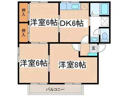 ウィングス藤沢A(3DK/2階)の間取り写真