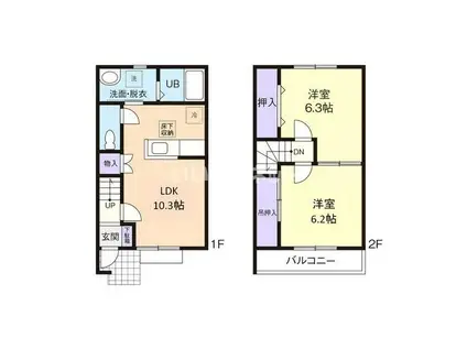 LA CORTE II(2LDK/1階)の間取り写真