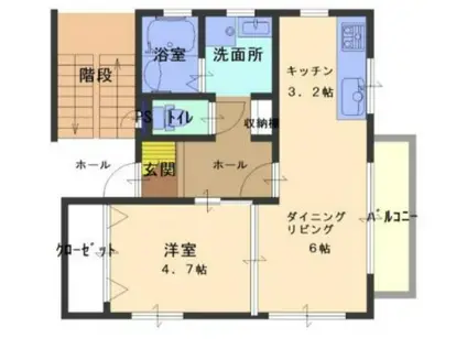 メゾン垂水(1LDK/2階)の間取り写真