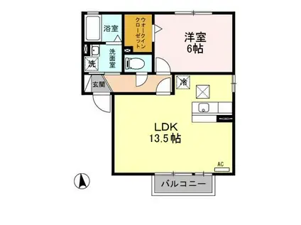 グリーン・リーフ熊倉 A(1LDK/1階)の間取り写真