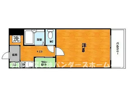 ラフィーネ枚方(1K/2階)の間取り写真