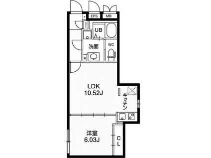 PASEO文京茗荷谷(1LDK/3階)の間取り写真