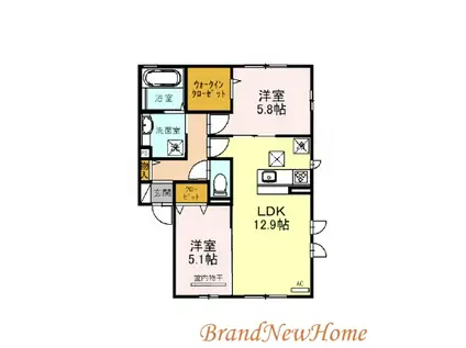 アローラ(2LDK/1階)の間取り写真