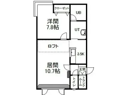 ルアンA(1LDK/2階)の間取り写真