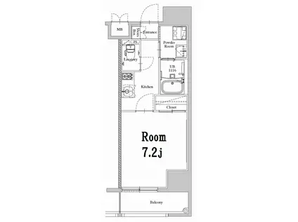 エンクレスト天神ウエスト(1K/5階)の間取り写真