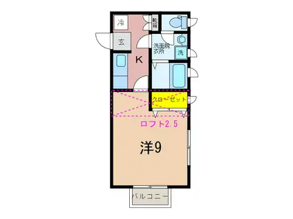 グレイスコート(1K/2階)の間取り写真