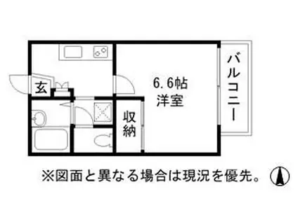 ウイング相生旭(1K/1階)の間取り写真