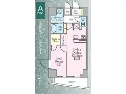 グランシエル川口(1LDK/11階)の間取り写真
