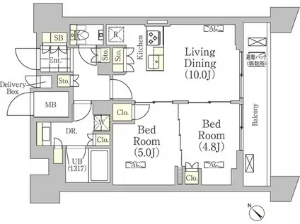 メゾンカルム日本橋馬喰町(1LDK/10階)の間取り写真