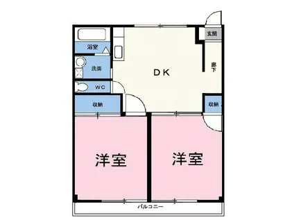 メゾン・ヌーベル(2DK/2階)の間取り写真