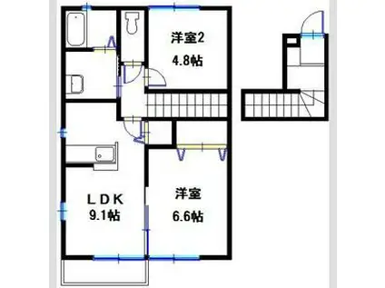 ルミエール北脇II(2LDK/2階)の間取り写真