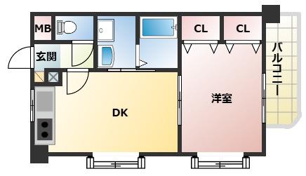 ベルシャンテ西明石II(1DK/3階)の間取り写真