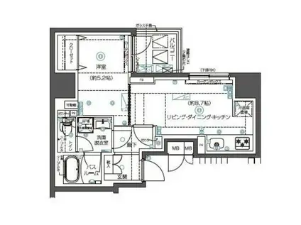 ZOOM秋葉原ノース(1LDK/7階)の間取り写真